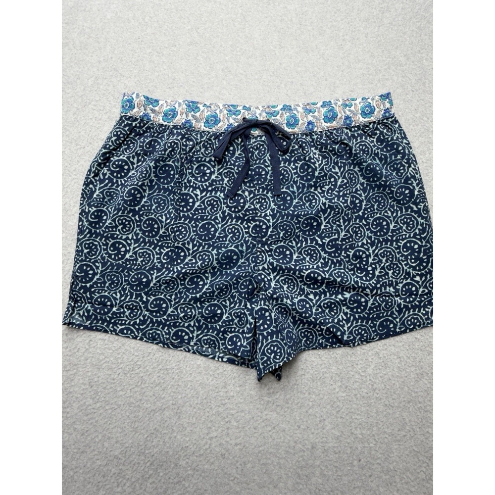 Sundance Kai Shorts Womens A XL Blue Boho Floral Drawstring Waist 100% Cotton‎